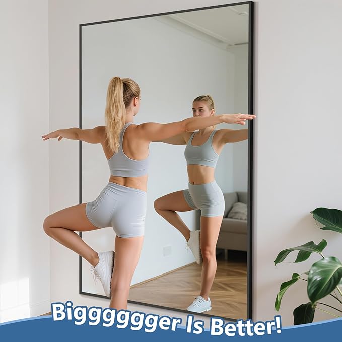 Black Free Standing Mirror Full Length for Gym Bedroom Living Room