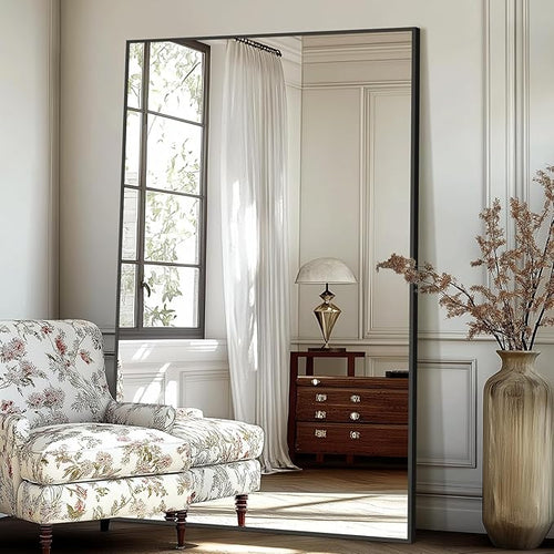 Black Free Standing Mirror Full Length for Gym Bedroom Living Room