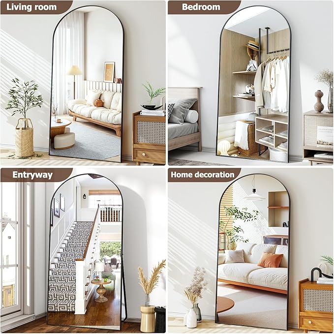 Leaning Mirror Arch Wall-Mounted Mirrors - Aluminum Alloy Frame Modern Simple Home Decor